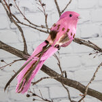 Елочное украшение Женевская пташка 15 см ярко-розовая, клипса