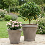 Набор декоративных кашпо Отриколи 31-39 см светло-серый, 2 шт, пластик