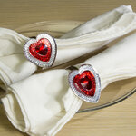 Кольцо для салфетки Красный Агат - сердце 4 шт, 4 см