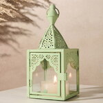 Металлический подсвечник-фонарь Шанклин 17 см зеленый