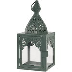 Металлический подсвечник-фонарь Shanklin 17 см темно-зеленый