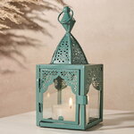 Металлический подсвечник-фонарь Шанклин 17 см темно-зеленый