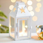 Подсвечник-фонарь Ипсвич - Звездное небо 17 см белый