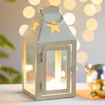 Подсвечник-фонарь Ипсвич - Звездное небо 17 см кремовый