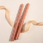 Витые свечи Bella Luce 25 см персиковые, 2 шт