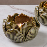 Керамический подсвечник Лотос 9 см темно-оливковый