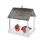 Светодиодная фигура Скворечник с Птичками 23*18 см черная, 10 холодных белых LED ламп, таймер, на батарейках, IP44