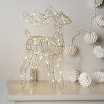 Светодиодный олень Монтелло Сильвер 37 см, 40 теплых белых LED, таймер, на батарейках