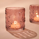 Стеклянный подсвечник Звездочки 8 см розовый