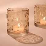 Стеклянный подсвечник Звездочки 8 см кремовый