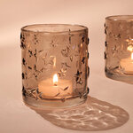 Стеклянный подсвечник Звездочки 8 см кофейный