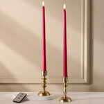 Столовая светодиодная свеча с имитацией пламени Романтика 38 см красная, 2 шт с пультом, таймер, на батарейках
