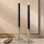 Столовая светодиодная свеча с имитацией пламени Sunrise 25 см черная, 2 шт с пультом, таймер, на батарейках