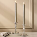 Столовая светодиодная свеча с имитацией пламени Sunrise 25 см серая, 2 шт с пультом, таймер, на батарейках