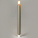 Столовая светодиодная свеча с имитацией пламени Softness 25 см серая, 2 шт с пультом, таймер, на батарейках