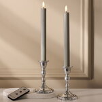 Столовая светодиодная свеча с имитацией пламени Softness 25 см серая, 2 шт с пультом, таймер, на батарейках