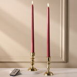 Столовая светодиодная свеча с имитацией пламени Romance 38 см бордовая, 2 шт с пультом, таймер, на батарейках