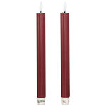 Столовая светодиодная свеча с имитацией пламени Softness 25 см бордовая, 2 шт с пультом, таймер, на батарейках