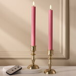Столовая светодиодная свеча с имитацией пламени Softness 25 см розовая, 2 шт с пультом, таймер, на батарейках
