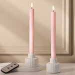 Столовая светодиодная свеча с имитацией пламени Softness 25 см светло-розовая, 2 шт с пультом, таймер, на батарейках