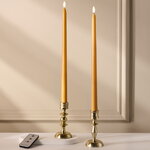 Столовая светодиодная свеча с имитацией пламени Romance 38 см желтая, 2 шт с пультом, таймер, на батарейках