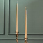 Столовая светодиодная свеча с имитацией пламени Romance 38 см золотая, 2 шт с пультом, таймер, на батарейках