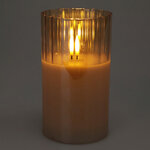 Светодиодная свеча с имитацией пламени Тотнес 12.5 см дымчатая, стекло, на батарейках, таймер