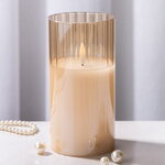 Светодиодная свеча с имитацией пламени Тотнес 15 см янтарная, стекло, на батарейках, таймер