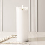 Светодиодная свеча с имитацией пламени Кертон 20 см, белая восковая, на батарейках, таймер