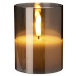Светодиодная свеча с имитацией пламени Матфен 10 см дымчатая, стекло, на батарейках, таймер