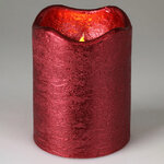 Светодиодная свеча Romanzo 9 см красный металлик, мерцающее пламя, на батарейках, таймер