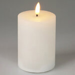 Светодиодная восковая свеча Rustic 10 см белая, мерцающее пламя, на батарейках, таймер