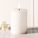 Светодиодная восковая свеча Rustic 10 см белая, мерцающее пламя, на батарейках, таймер