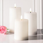 Набор светодиодных восковых свечей Рустик 10-15 см белый, мерцающее пламя, 3 шт, на батарейках, таймер
