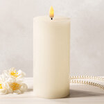 Светодиодная восковая свеча Rustic 15 см слоновая кость, мерцающее пламя, на батарейках, таймер