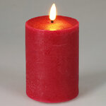 Светодиодная восковая свеча Rustic 10 см красная, мерцающее пламя, на батарейках, таймер