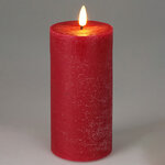 Светодиодная восковая свеча Rustic 15 см красная, мерцающее пламя, на батарейках, таймер
