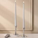 Столовая светодиодная свеча Abington 38 см серебряная, 2 шт с пультом, таймер, на батарейках