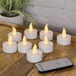 Набор чайных светодиодных свечей с имитацией пламени Редбурн, 8 шт, с пультом