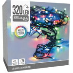 Светодиодная гирлянда Koopman Comfort 24 м, 320 разноцветных LED ламп, зеленый ПВХ, контроллер, таймер, IP44