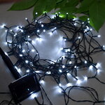 Гирлянда на солнечной батарее Гритан 10 м, 100 холодных белых LED, зеленый ПВХ, IP44