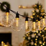 Гирлянда из лампочек Big Party Lights 5 м, 10 ламп, теплые белые LED, черный ПВХ, соединяемая, IP44