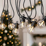 Гирлянда из лампочек Party Lights 10 м, 20 ламп, теплые белые LED, черный ПВХ, соединяемая, контроллер, IP44