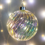 Декоративный подвесной светильник Шар Кристер 12 см, 10 теплых белых LED ламп, стекло, на батарейках