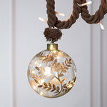 Декоративный подвесной светильник Шар Золотые Листья 10 см, 10 теплых белых LED ламп, на батарейках