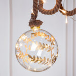 Декоративный подвесной светильник Шар Gold Leaf 14 см, 15 теплых белых LED ламп, на батарейках