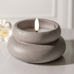 Светодиодная свеча Бигбери 11*6 см в бетонном подсвечнике, на батарейках, серая