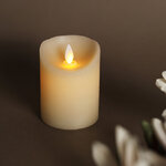 Светодиодная свеча с имитацией пламени 10 см, кремовая восковая, батарейка