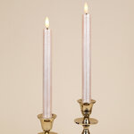 Столовая светодиодная свеча с имитацией пламени Стелла 24 см 2 шт розовая, на батарейках, таймер