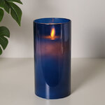 Светодиодная свеча с имитацией пламени Magic Flame в стакане 15 см синяя